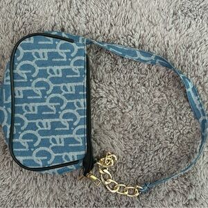 SHEIN Blue and Gold Geometric Shoulder Bag